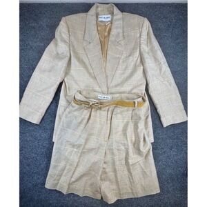 Vintage JH Collectibles Plaid Suit Set Women's Size 14 Blazer & Shorts Belt 90s